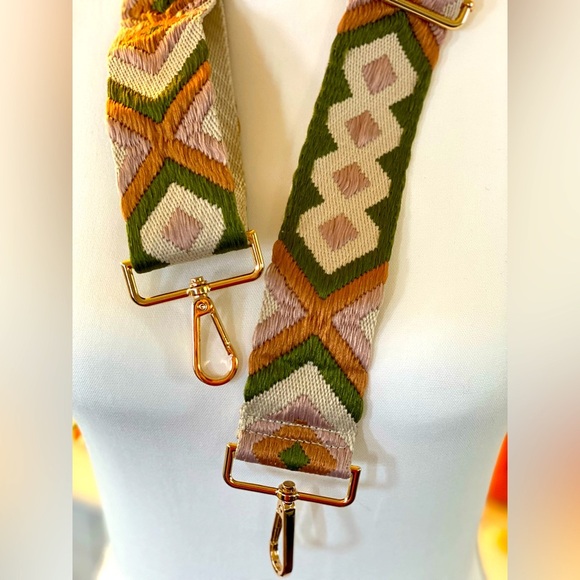 BRAND NEW! Olive-Brown Geo Crossbody Strap💚💗 ~BAG NOT INCLUDED!~ - Picture 1 of 7